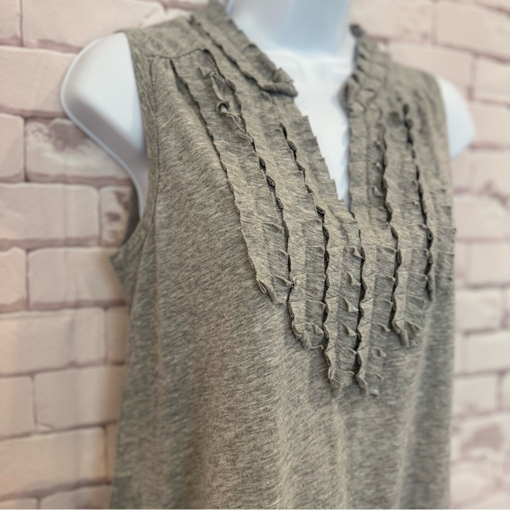 NWT Loft Gray Sleeveless Ruffle Top